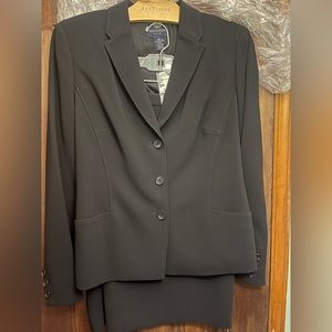 Vintage 80s-90s Ann Taylor Black Blazer w/ Skirt Full Suit- Size 6
